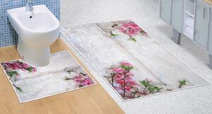 Brotex Kúpeľňová súprava predložiek 3D 60x100+60x50cm Ružová kytica