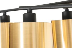Moderné stropné svietidlo čierne so zlatými 6 svetlami - Lofty