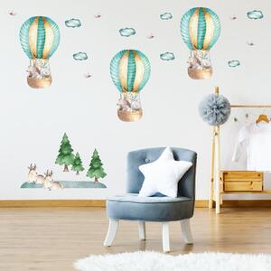 Samolepky na stenu - Zvieratká v balónoch