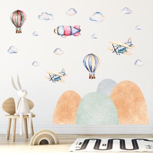 Samolepky na stenu - Lietadlá, balóny a vzducholoď