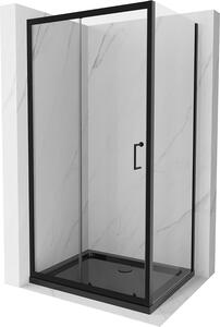 Mexen Apia sprchovací kút s posuvnými dverami 120 (dvere) x 80 (stena) cm, 5mm číre sklo, čierny profil + čierna sprchová vanička s čiernym sifónom,…