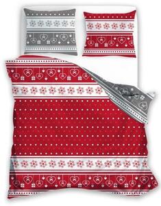 Bavlnené postelné vianočné obliečky s nádhernou červenou potlačou