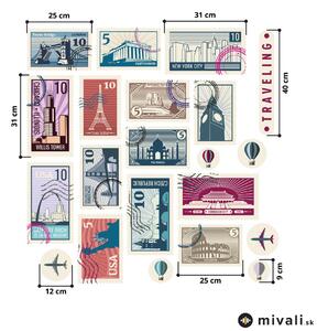 Samolepky na stenu - Poštové cestovateľské známky