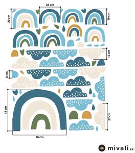 Samolepky na stenu - Dúhy a mráčiky modré
