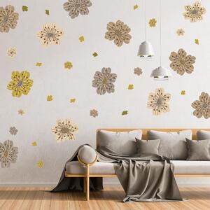 Samolepky na stenu - Kvety béžovo-zelené