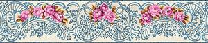 Vliesové bordúry IMPOL 34074-3, rozmer 5 m x 13,5 cm, ruže s modrými ornamentami na bielom podklade, A.S. Création