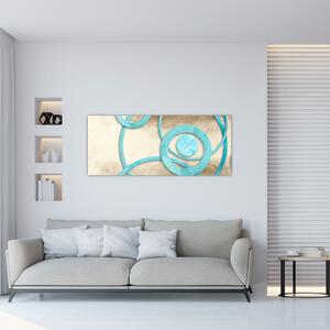Obraz - Modré kruhy na Aquarel (120x50 cm)