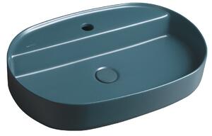 Isvea, INFINITY OVAL keramické umývadlo na dosku, 60x40 cm, matná zelena Petrol, 10NF65060-2P