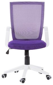 Pracovná stolička fialová výškovo nastaviteľná s nylonovými kolieskami moderný dizajn