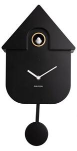KARLSSON Nástenné hodiny Modern Cuckoo ABS – čierna 41 × 8,5 × 21,5 cm