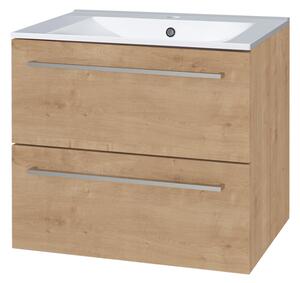Mereo Mereo, Bino, kúpeľňová skrinka s keramickým umývadlom 61 cm, biela, dub, MER-CN620