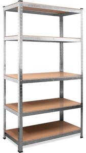 Regál 170x75x30 cm - strieborný