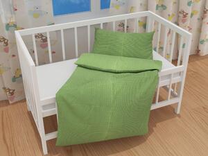 Biante Detské bavlnené posteľné obliečky do postieľky Sandra SA-336 Biele bodky na zelenom Do postieľky 90x130 a 40x60 cm