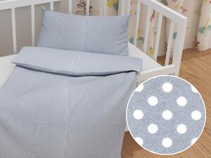 Biante Detské bavlnené posteľné obliečky do postieľky Sandra SA-342 Biele bodky na sivom Do postieľky 90x140 a 50x70 cm
