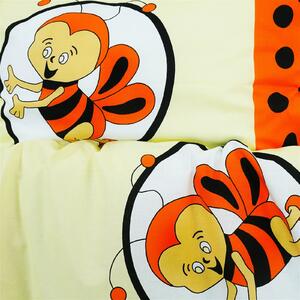 Obliečky detské bavlnené včielky oranžové EMI: Obliečka na vankúš valec malý