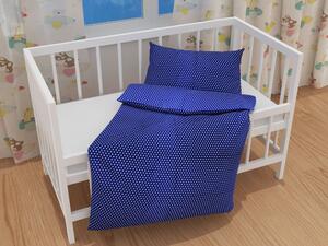 Biante Detské bavlnené posteľné obliečky do postieľky Sandra SA-352 Biele hviezdičky na modrom Do postieľky 90x140 a 40x60 cm