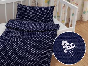 Biante Detské bavlnené posteľné obliečky do postieľky Sandra SA-353 Drobné kytičky na tmavo modrom Do postieľky 90x120 a 40x60 cm