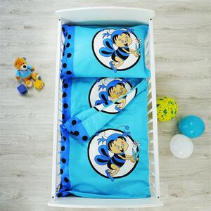 Obliečky detské bavlnené včielky modré EMI: Detský set 90x130 + 45x65
