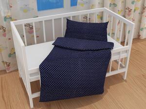 Biante Detské bavlnené posteľné obliečky do postieľky Sandra SA-353 Drobné kytičky na tmavo modrom Do postieľky 90x140 a 50x70 cm