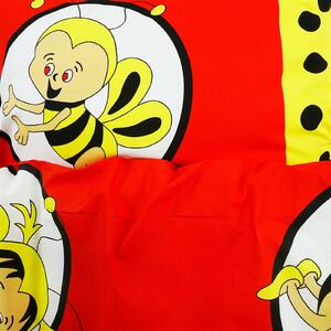 Obliečky detské bavlnené včielky červené EMI: Vankúš 70x90