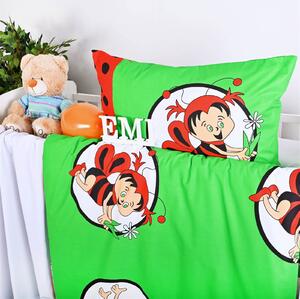 Obliečky detské bavlnené včielky zeleno-červené EMI: Detský set 90x130 + 45x65