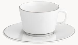 Ručne vyrobené porcelánové XS kávové šálky s podšálkami a s ručne maľovaným platinovým okrajom Vitruv, 2 ks