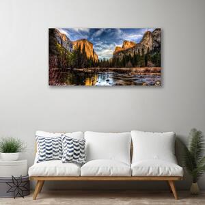 Obraz na plátne Hora les jazero príroda 100x50 cm