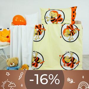 Obliečky detské bavlnené včielky oranžové EMI: Detský set 90x130 + 45x65