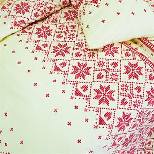 Obliečky bavlnené Etno krémovo-bordové EMI: Predĺžený set jednolôžko obsahuje 1x 140x220 + 1x 70x90
