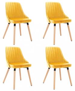 Jedálenská stolička 4 ks látka / buk Dekorhome Žltá