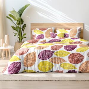 Goldea bavlnené posteľné obliečky - farebné listy 140 x 200 a 70 x 90 cm