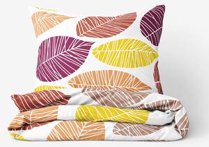 Goldea bavlnené posteľné obliečky - farebné listy 140 x 220 a 70 x 90 cm