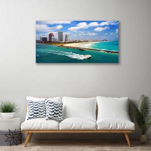 Obraz na plátne More pláž mesto krajina 100x50 cm