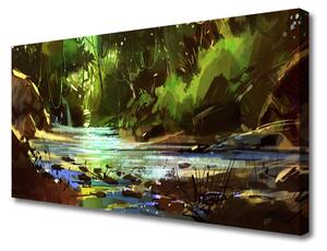 Obraz na plátne Les jazero kamene príroda 100x50 cm