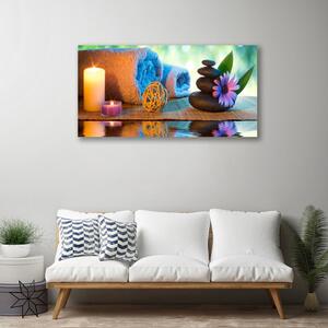 Obraz Canvas Sviečky kamene kvet 100x50 cm