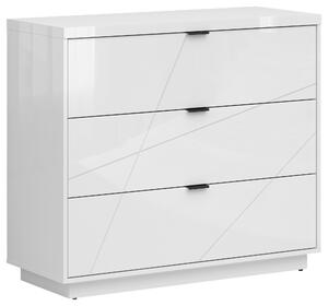 KOMODA, biela, biela s vysokým leskom, 106/93/42,5 cm XXXL - Komody, Online Only