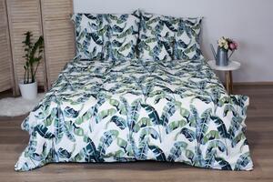 JAHU Posteľné obliečky Listy - DITA Prikrývka 140 × 200 cm Vankúš 70 x 90 cm Zelená 100 % bavlna Na zips