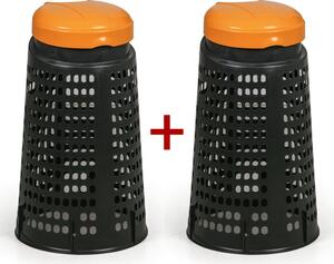 Odpadkový kôš plastový na vrecia 120 L - 1+1 ZADARMO čierny, oranžová