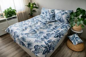JAHU 3-dielna sada posteľných obliečok na zips Monstera modrá 140 × 200 cm 100 % bavlna