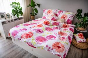 JAHU Posteľné obliečky Flores pink - DITA Prikrývka 140 × 200 cm Vankúš 70 x 90 cm Ružová 100 % bavlna Na zips