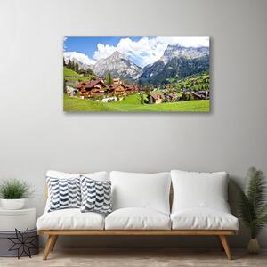 Obraz na plátne Domy hora krajina 100x50 cm