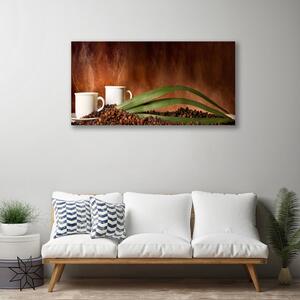 Obraz na plátne Šálky káva zrnká kuchyňa 100x50 cm