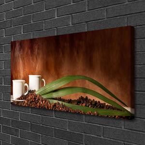 Obraz na plátne Šálky káva zrnká kuchyňa 100x50 cm