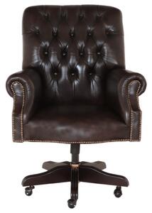 Kancelárska stolička Chesterfield Office z pravej hovädzej kože Brown