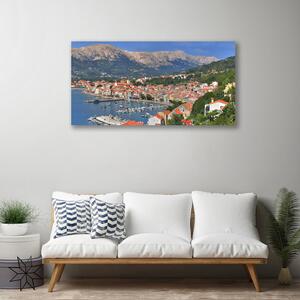 Obraz na plátne Mesto hora more krajina 100x50 cm