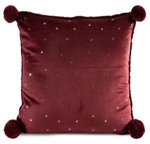 VIANOČNÁ DEKORAČNÁ OBLIEČKA NA VANKÚŠ STAR 45X45 CM BORDOVÁ