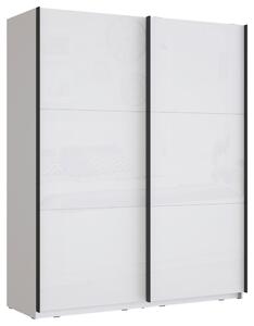 SKRIŇA S POS. DVER. – HOR.VED, biela, biela s vysokým leskom, 170,3/209,7/61,2 cm home24 - Skrine