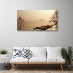 Obraz na plátne Most voda hmla krajina 100x50 cm