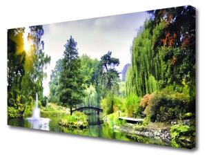 Obraz na plátne Les vodopád slnko príroda 125x50cm