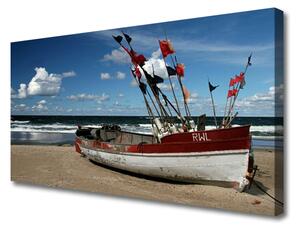 Obraz na plátne More pláž loďka krajina 125x50 cm